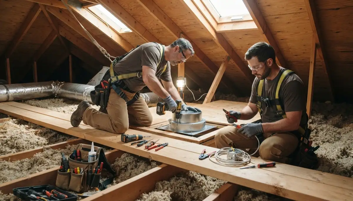 Attic fan installation service for Spokane, WA homes by local electricians