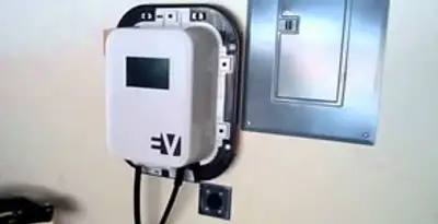 Electric car charger installation with wall-mounted EV charging station in Spokane, WA