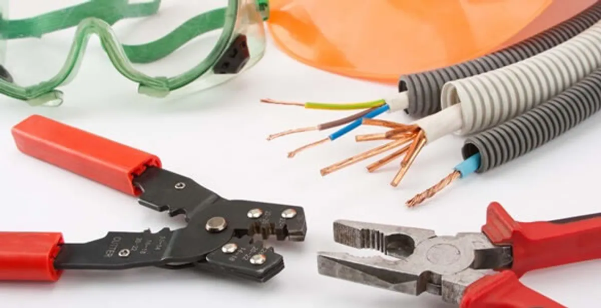 Electrical wiring repair with professional tools and safety equipment in Medical Lake, WA