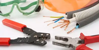 Electrical wiring repair with professional tools and safety equipment in Medical Lake, WA