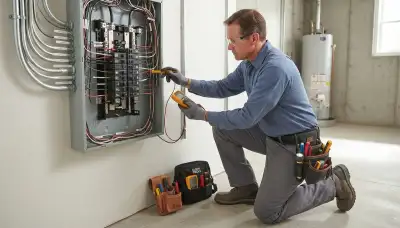 Electrician conducting a home electrical inspection in Spokane, WA