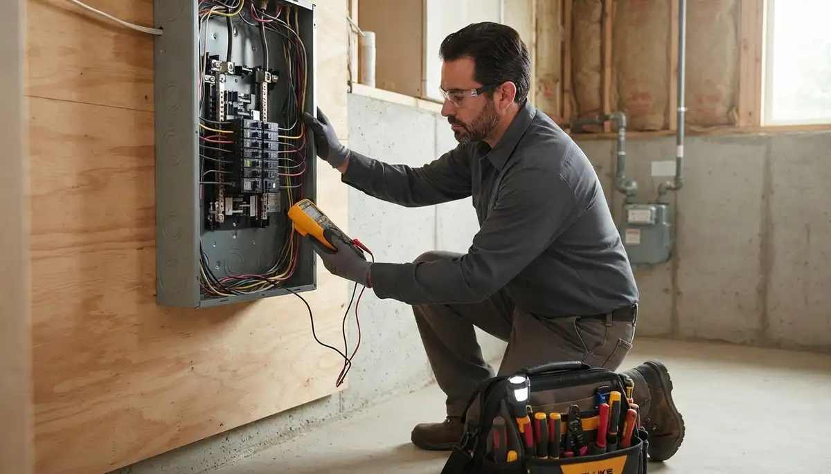 Electrician conducting a home electrical inspection in Spokane, WA