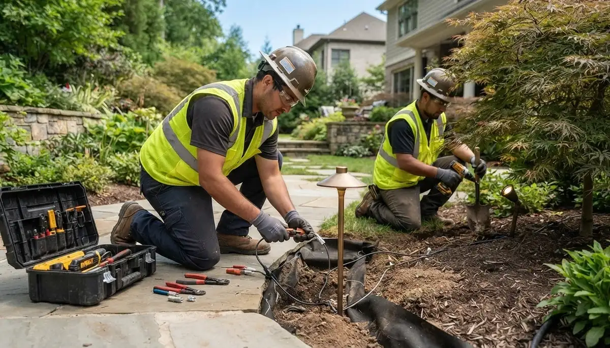 Landscape lighting installation and electrical wiring service in Spokane, WA by On Call Electrical
