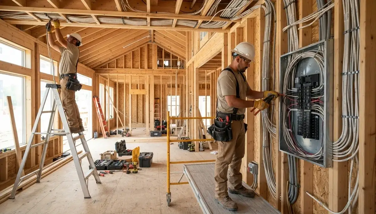 Electrician planning new construction wiring for a Spokane, WA home