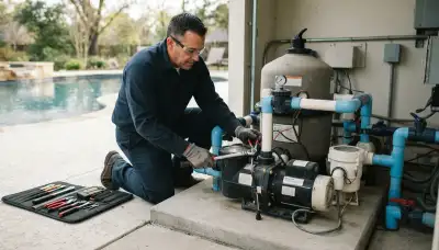 Electrician wiring a pool pump circuit for a Spokane, WA home