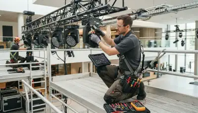 Electrician configuring programmable lighting system in a Spokane, WA home