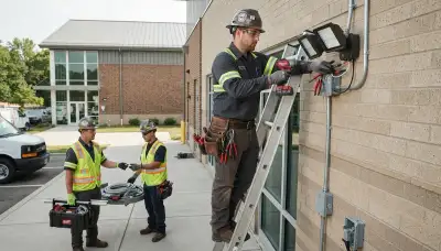 Security light installation by an electrician at a Spokane, WA home