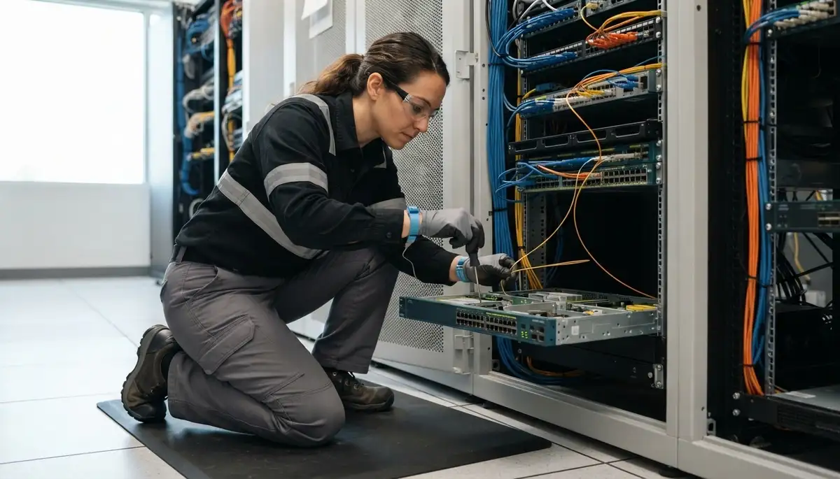 Electrician repairing a wall switch in a Spokane, WA home