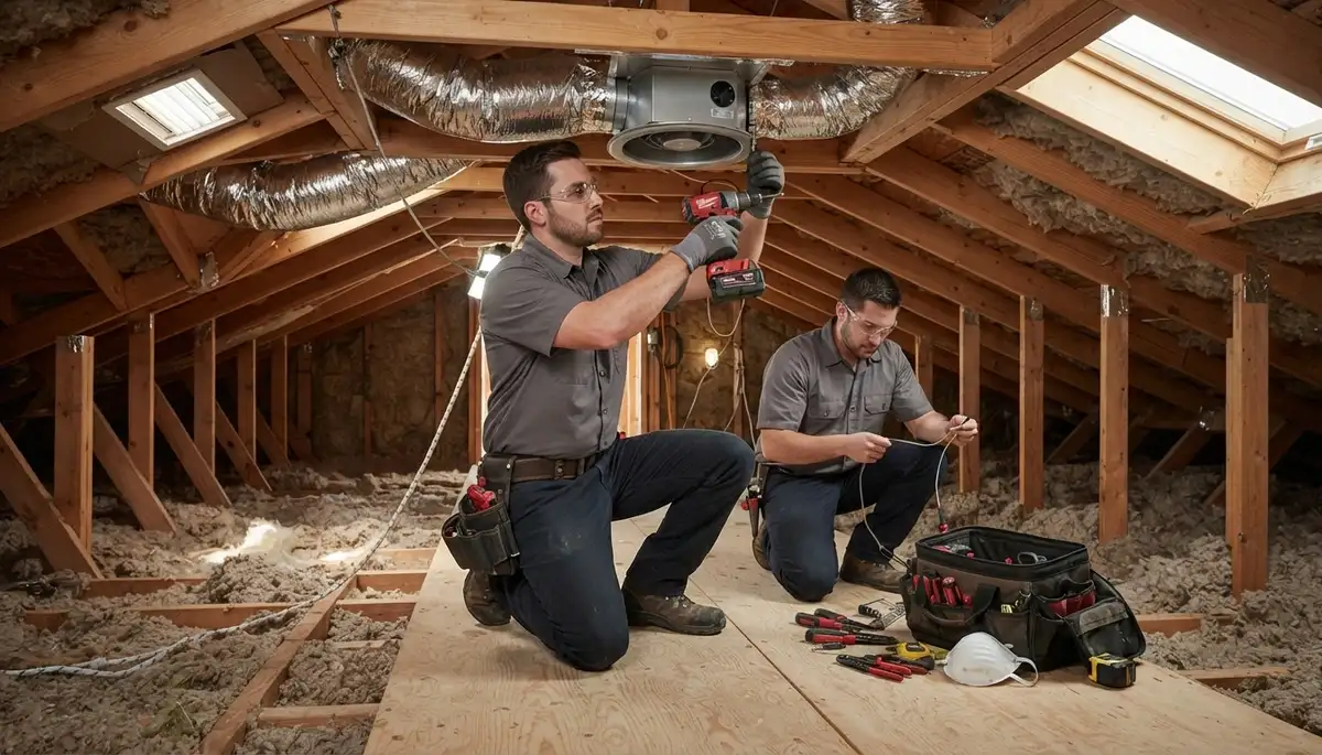 Whole house fan installation by an electrician in a Spokane, WA home